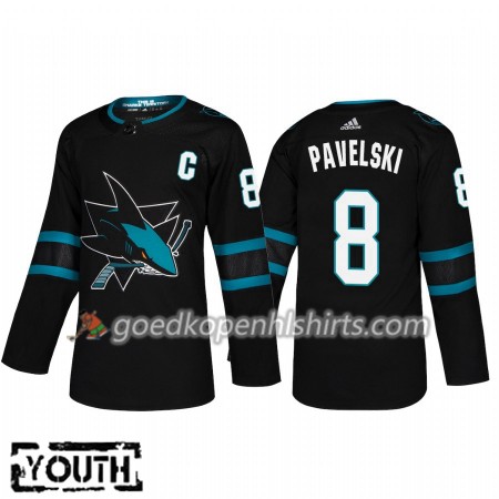 San Jose Sharks Joe Pavelski 8 Adidas 2018-2019 Alternate Authentic Shirt - Kinderen